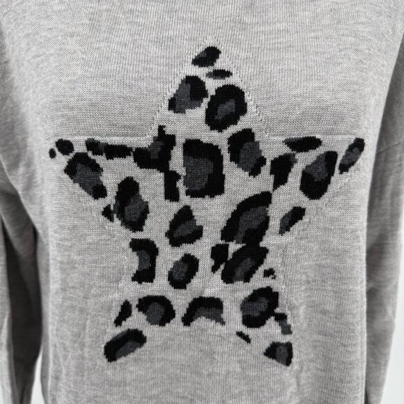 Magaschoni Womens Gray Leopard Star Print Sweater M - Picture 4 of 7